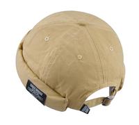 Clape Casquette sans Visiere Bonnet de Docker Coton Fashion Brimless Docker Cap Cuff Fisherman Beanie Hat Bonnet Marin Khaki GD30
