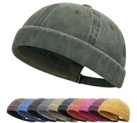 Clape Casquette sans Visière Homme Femme Bonnet de Docker Coton Rétro Docker Hat Unique Street Décontracté Brimless Chapeau Beanie Baseball Cap Fisherman