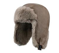 CLAPE Chapka Faux Cuir Imperméable Chapeau de Trappeur en Fausse Fourrure Ushanka Trapper Hat Casquette d'hiver Coupe-Vent à Oreillettes