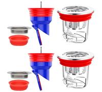 Clapet Anti Odeur Douche Set 4 Pièces - 2x F446 Bouchon Douche Anti Odeur Bleu + 2x Joint Rouge - Clapet Anti Odeur avec Système Magnétique & Siphon d’Eau 35-52 mm - Accessoire Salle de Bain & Cuisine