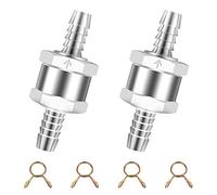 Clapet Anti-Retour 2 Pcs 8mm Valve de Carburant en Aluminium Clapet à Sens Unique pour Essence Diesel Carburateur Systèmes de Carburant à Basse Pression avec 4 Pcs 10mm Pinces de Tuyau de Carburant
