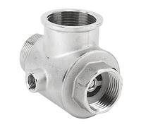 Clapet anti-retour 5 voies en alliage d'aluminium DN32 avec mécanisme à ressort, capacité de pression de 16 bars, ports filetés femelle et mâle pour systèmes liquides et