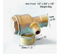 Clapet anti-retour de compresseur d'air - PZCC - 1/2"" x 3/8"" x 1/8"" Mâle - Laiton - Nickelage - Ton or