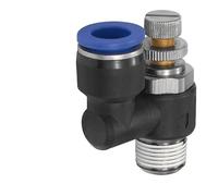 Clapet anti-retour pour feux de circulation diurnes « Blue Serie », droite, droit, droite, R 1/8 a, pour Schl.-A-Ø 8 mm, pour le travail Charge maximale : 10 bar, plastique/MS vern.