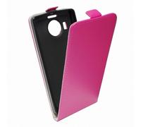 Clapet Coque Téléphone Portable Housse Microsoft Lumia 950 Rose Cuir Simili Slim