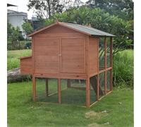 Clapier à lapin 2 étages avec toit étanche - Grande cage en bois pour poules, canards et cochons d'Inde