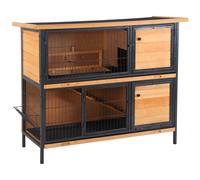 Clapier À Lapin 2 Niveaux Cloisonnables - Niche, Rampe, Plateaux, Rateliers, Portes - Métal Époxy Bois Pré-Huilé