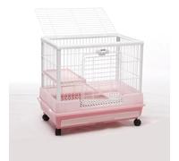 Clapier à lapin avec roulettes et toit ouvrant panoramique pour faciliter l'interaction et le nettoyage des animaux de compagnie