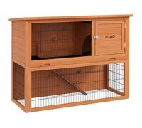 Clapier À Lapin Cage À Lapin 2 Étages 3 Portes Verrouillables Bois Pré-Huilé