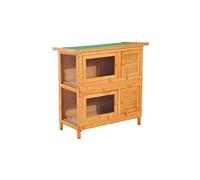 PawHut Clapier lapin cage à lapin double niveau plateaux coulissants 4 portes verrouillables toit ouvrant 90L x 45l x 90H cm | Aosom France