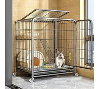 Clapier à Lapin d'intérieur avec Dessus, Cage à Deux étages pour Cochon d'Inde sur roulettes, Plateau sans Fuite, Cage intérieure et extérieure (Blanc, Taille A)
