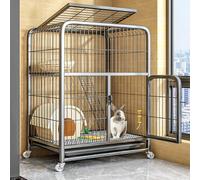 Clapier à Lapin d'intérieur avec roulettes, Cage à Lapin à Deux étages, Plateau Anti-Fuite, Maison for Cochon d'Inde extérieure-Noir, Parfait(Black)