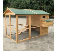 Clapier à lapin en bois avec rampe - Cage d'extérieur pour lapin et poule en asphalte étanche