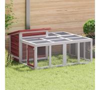 Clapier à lapin en bois massif Moka 144 x 123 x 67,5 cm en pin avec enclos et zone de couchage pour petits animaux, toit imperméable et bac anti-fuite, robuste