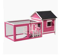 Clapier À Lapin en Bois, Poulailler Extérieur avec Toit Et Rampes Résistants Aux Intempéries, Cage À Volaille Parfaite pour Les Petits Animaux, Cochons d'Inde(Pink)