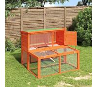 Clapier à lapin en pin massif 102 x 90 x 84,5 cm avec enclos et espace de couchage pour petits animaux, construction robuste avec toit imperméable et parois en grillage