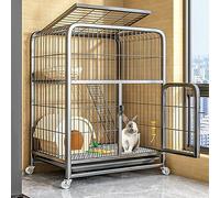 Clapier à Lapin intérieur et extérieur avec roulettes - Cage à Lapin à Deux étages for cochons d'Inde, Plateau Profond Anti-Fuite, Maison Portable for Animaux de Compagnie(Black,B)