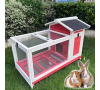 Clapier à lapin intérieur extérieur avec plateau anti-fuite, grandes roues à 360°, plateaux coulissants pour lapins et furets