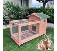 Clapier à lapin intérieur extérieur avec plateau anti-fuite, grandes roues à 360°, plateaux coulissants pour lapins et furets