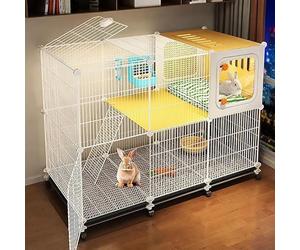 Clapier à Lapin intérieur, Maison, avec Zone de Nidification, réseau Fer crypté, déflecteur Ventilation, Pas Pied coincé