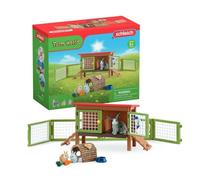 Clapier à lapin miniature - SCHLEICH - Coffret figurines Farm World - Modèle Clapier 42420 - 16 pièces - 1 clapier