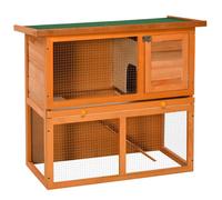 Clapier à lapin PawHut cage à lapin 2 étages plateau coulissant rampe et toit ouvrant 90L x 45l x 80H cm