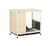 PawHut Cage à lapin clapier sur roulettes toit ouvrant plates-formes avec plateau amovible 78 x 52,5 x 76,5 cm naturel