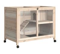 Clapier À Lapin Sur Roulettes Cage À Lapin 2 Niveaux Toit Ouvrant Verrouillable Plateau Déjection Coulissant Rampe Niche Bois De Sapin