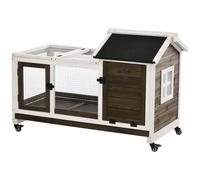 PawHut Enclos pour lapin extérieur Clapier cage à lapins rongeurs sur roulettes 2 portes verrouillables - dim. 108L x 58l x 73,5H cm - bois | Aosom France