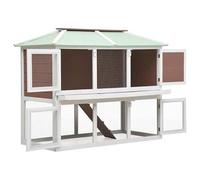 Clapier à lapins en bois de sapin laqué et contreplaqué - Enclos à 2 étages pour petits animaux, robuste et facile d'entretien - Idéal pour l'intérieur et l'extérieur