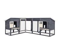 Clapier à lapins en bois de sapin massif avec enclos - Gris et blanc - Enclos robuste pour petits animaux - Acier galvanisé et contreplaqué - Durable et sûr