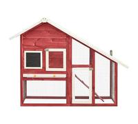 Clapier à lapins en bois massif sapin 140 x 63 x 120 cm, rouge et blanc, enclos robuste pour lapins et petits animaux, résistant aux intempéries et durable, pour jardin et terrasse