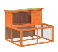 Clapier à lapins en pin massif - 102 x 90 x 84,5 cm - Enclos robuste pour petits animaux avec contreplaqué - Durable et naturel - Pour l'intérieur et l'extérieur
