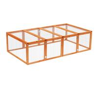 PawHut Clapier Cage à Lapins extérieur intérieur 2 Portes supérieures 181L x 100l x 48H cm Bois Massif pin