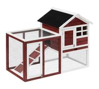 PawHut Clapier cage lapins multi-équipé niche supérieure avec rampe plateau excrément fenêtre enclos extérieur sécurisé 2 portes | Aosom France