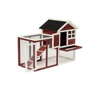 Pawhut Clapier cage à lapins – niche sup., rampe, plateau, enclos 2 portes 122×63×92 cm