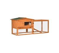Clapier cage à lapins rongeurs 2 étages tiroir déjection enclos extérieur toit ouvrant dim. 156L x 58l x 68H cm bois sapin pré-huilé