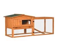 PawHut Clapier Cage à Lapins rongeurs 2 étages tiroir déjection enclos extérieur Amovible Toit ouvrant 156L x 58l x 68H cm Bois Massif pin