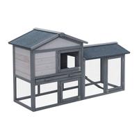 PawHut Clapier Cage à Lapins rongeurs 2 Niveaux clapier Lapin Nain avec 3 Portes verrouillables tiroir à déjection Toit intégral bitumé 147L x 54l x 84H cm Bois Massif pin Gris