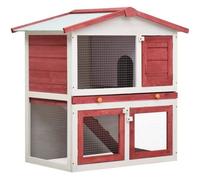 Clapier cage à lapins rongeurs poulailler pour petits animaux de compagnie d'extérieur 3 portes Rouge Bois