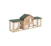 Clapier cage à lapins rongeurs XXL 2 étages toit bitumé intégral tiroir déjection 2,10L x 0,46l x 0,85H m bois massif pin pré-huilé