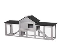 Clapier cage à lapins rongeurs XXL 2 étages toit bitumé intégral tiroir déjection 2,10L x 0,46l x 0,85H m bois pin pré-huilé gris