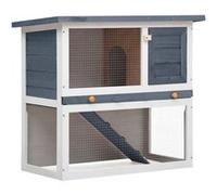 vidaXL Clapier d'Extérieur 1 Porte Gris Enclos Cage à Lapin Animaux Bois