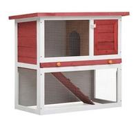 Clapier d'extérieur - vidaXL - Rouge - Bois - 90x45x80 cm - Pour lapins
