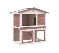 Clapier d extérieur 3 portes Marron Bois