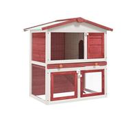 Bois Clapier d'Extérieur 3 Portes Cabane Enclos Cage à Lapin Animaux vidaXL