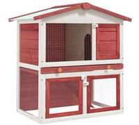 Clapier d extérieur 3 portes Rouge Bois Rouge et blanc G