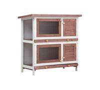 vidaXL Clapier d'extérieur 4 portes Marron Bois