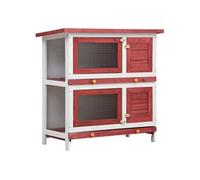 Clapier d extérieur 4 portes Rouge Bois