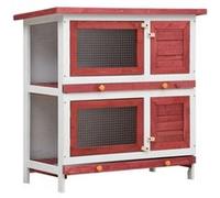 Clapier d extérieur 4 portes Rouge Bois Rouge et blanc G